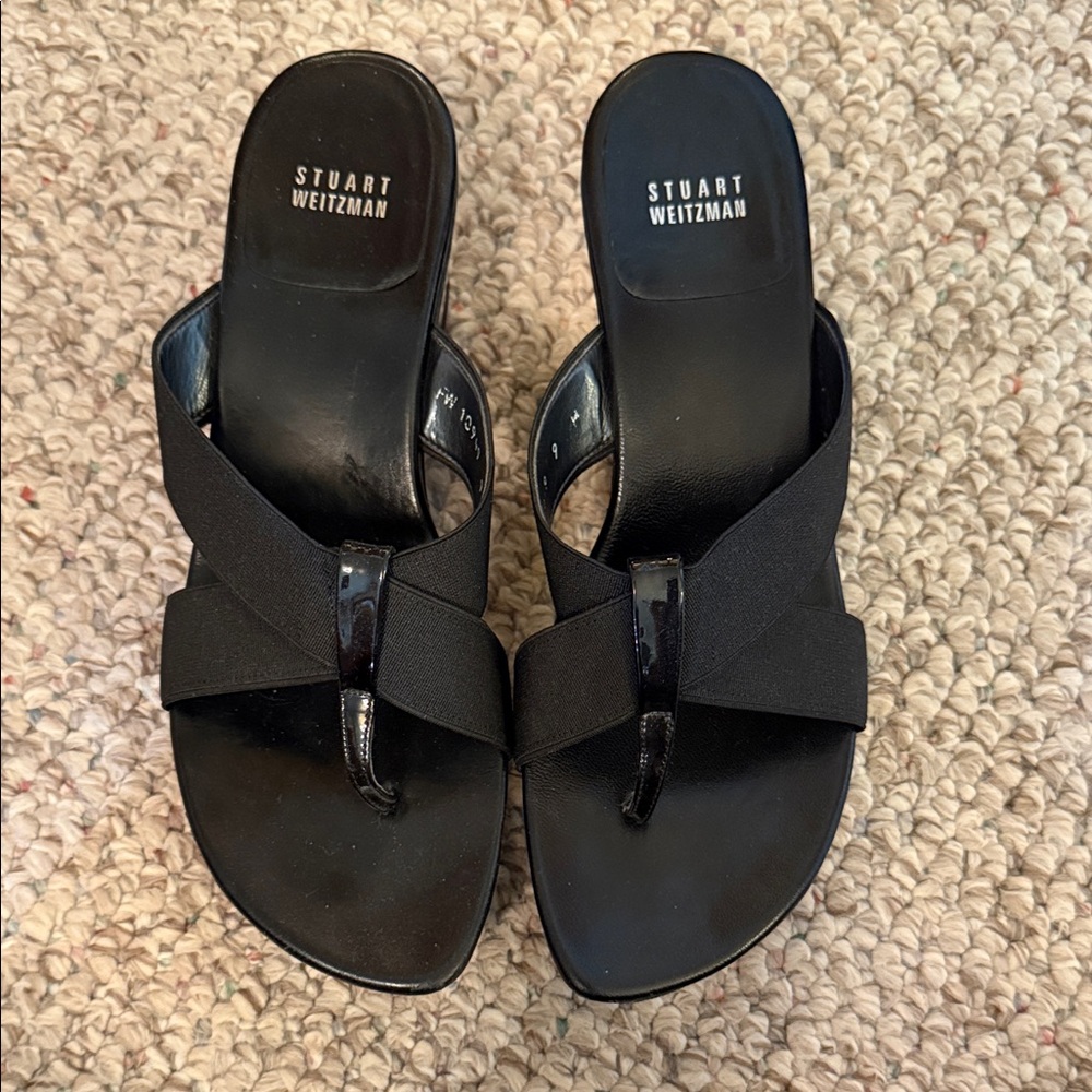 Stuart Weitzman Black Crisscross Sandals